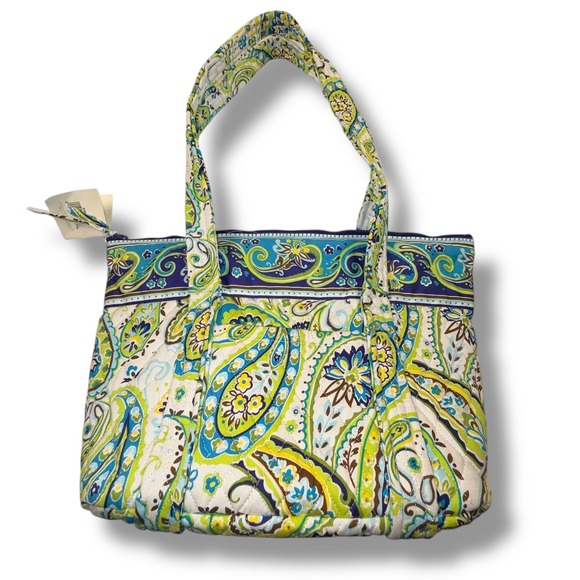 Vera Bradley Handbags - Santa Cruz Quilted Paisley Tote Bag Blue Green Yellow Floral Accent New